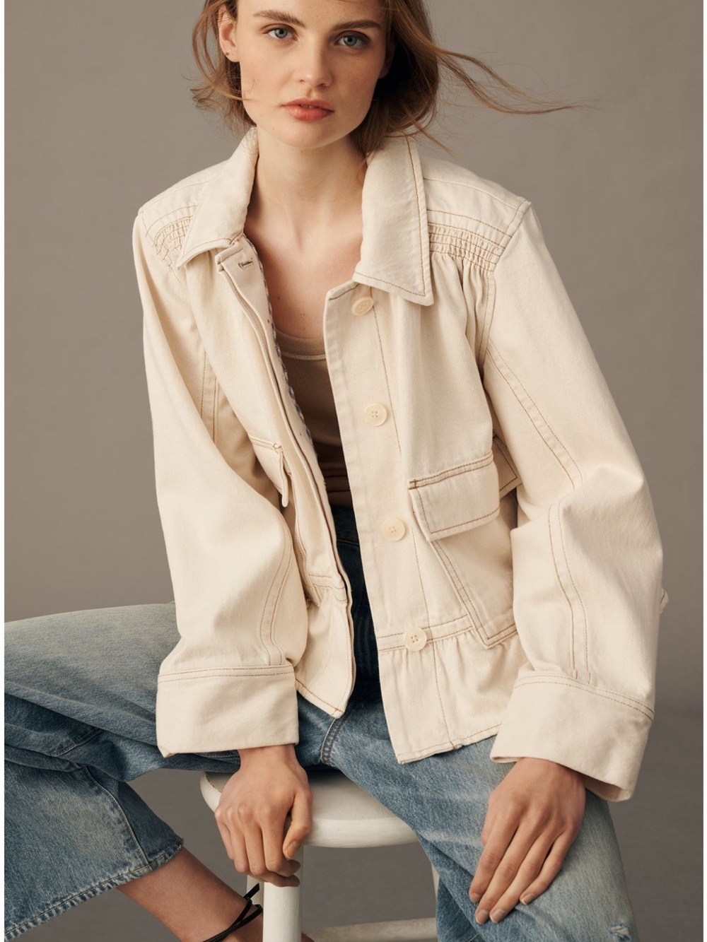 Anthropologie cotton denim swing jacket jean jacket